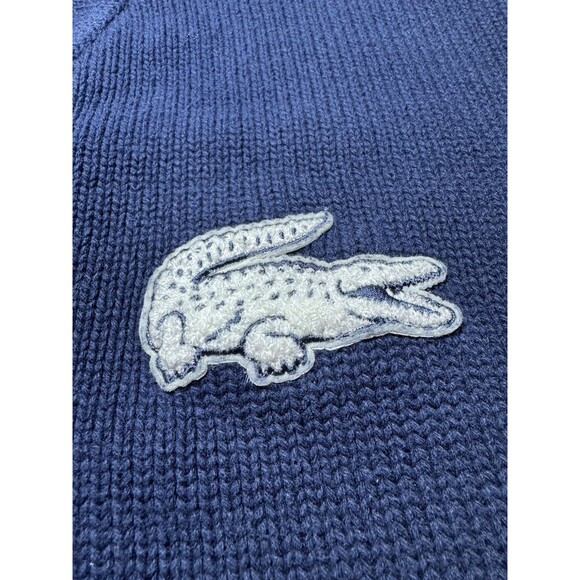 VTG Lacoste LIVE Men’s 7 Navy Blue Knit Sweater Vneck Preppy Crocodile - Picture 3 of 7